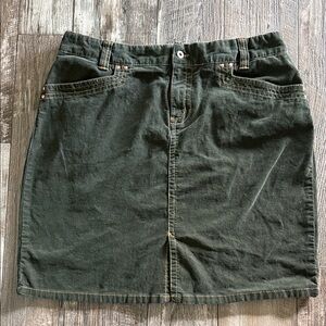 Tommy Hilfiger Dark Green Corduroy Women Mini Skirt, Size 18